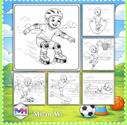 Milan's World of Sports Coloring Book (Digital Download)