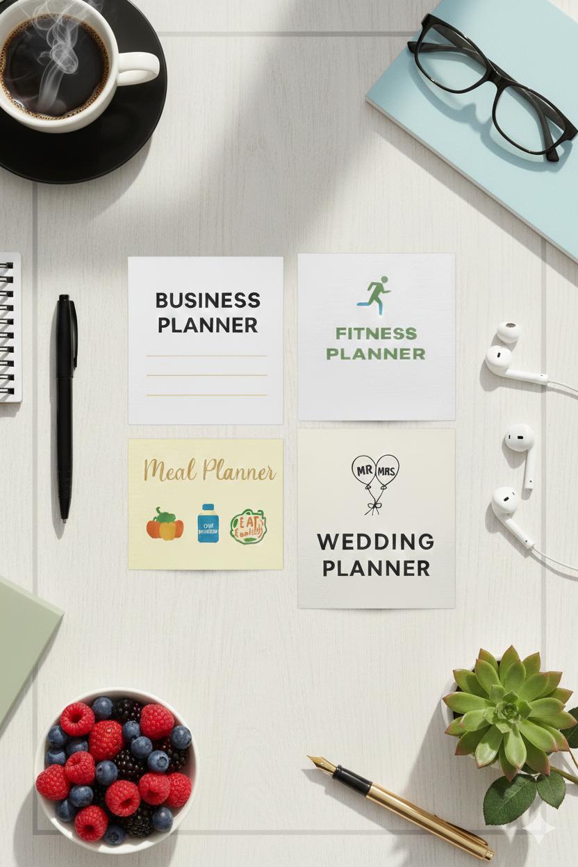 Planner Bundle Templates (Business Planner, Meal, Fitness, Monthly, Daily, Wedding, Weekly)