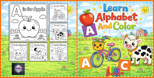 Learn Alphabet and Color 50 Pages ( Digital Download)