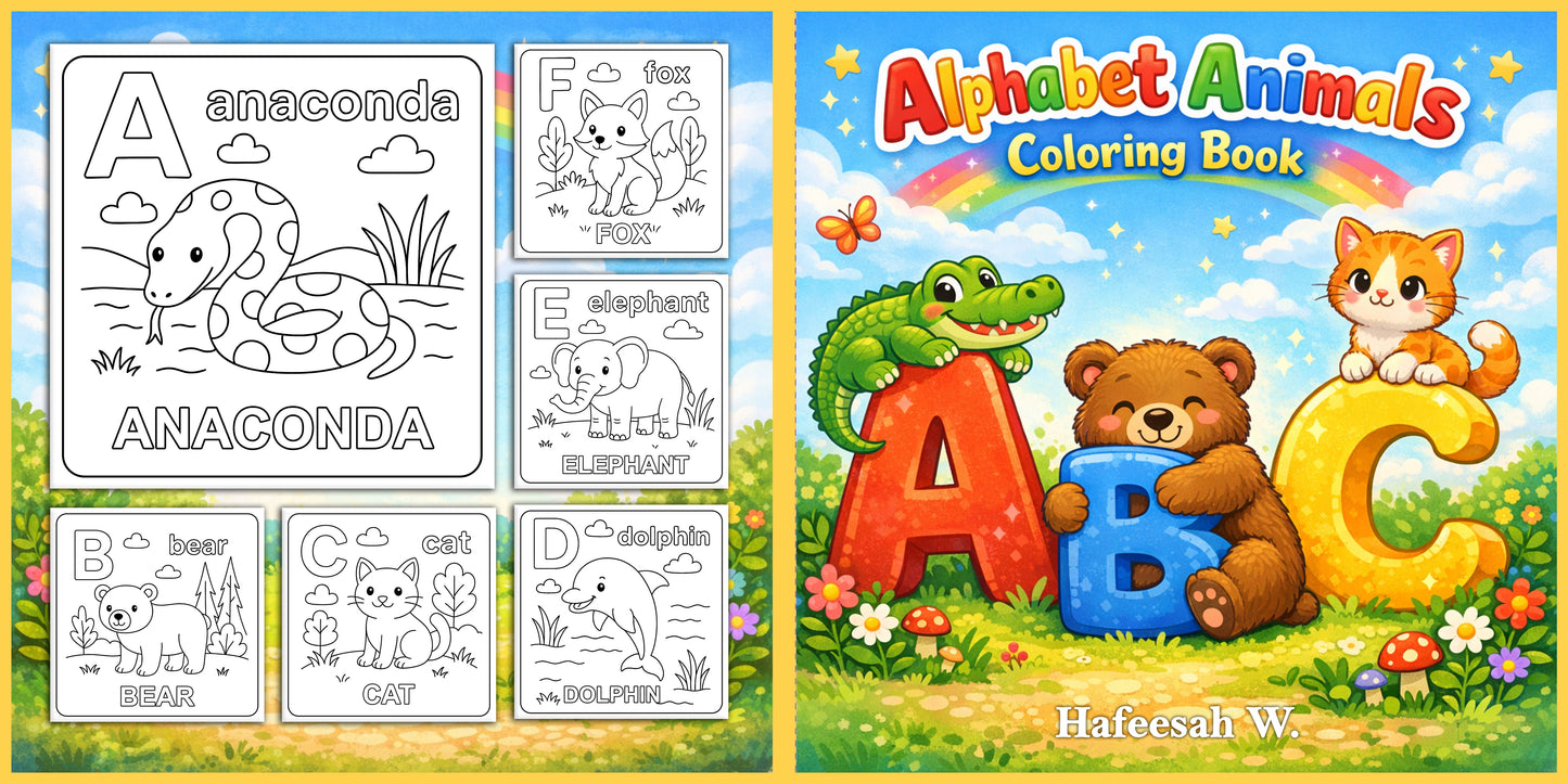 Alphabet Animals Coloring Book (Digital Download)